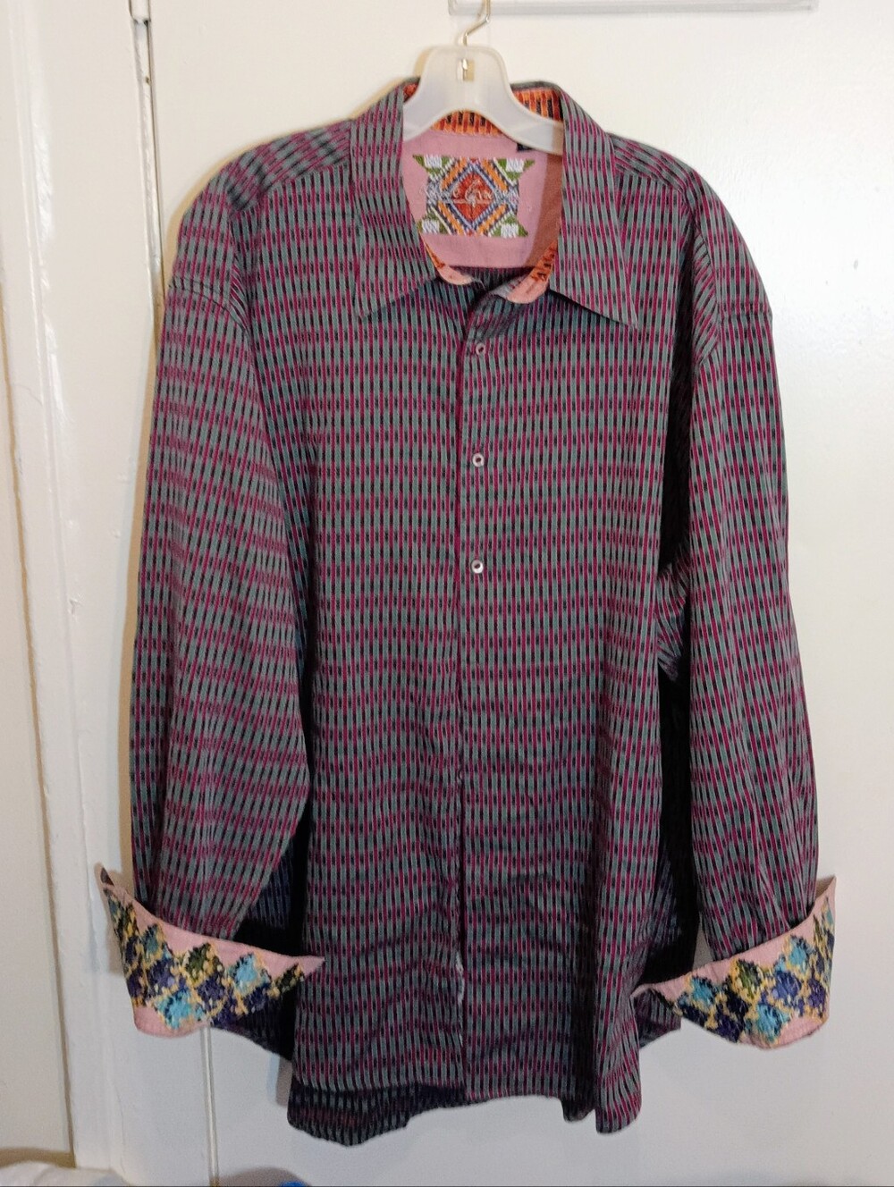 Robert Graham Shirt Mens L Corduroy Flip Cuff Cotton